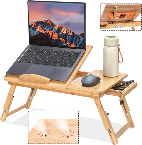 Adjustable bamboo laptop - laptop, desk