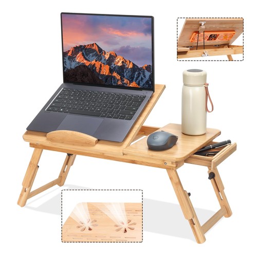 Adjustable bamboo laptop desk - bamboo,